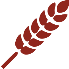 A stylized red wheat ear icon against a transparent background.